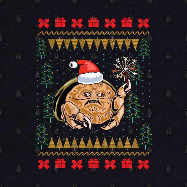 Sponge Crab Ugly Christmas Sweater by okpinsArtDesign